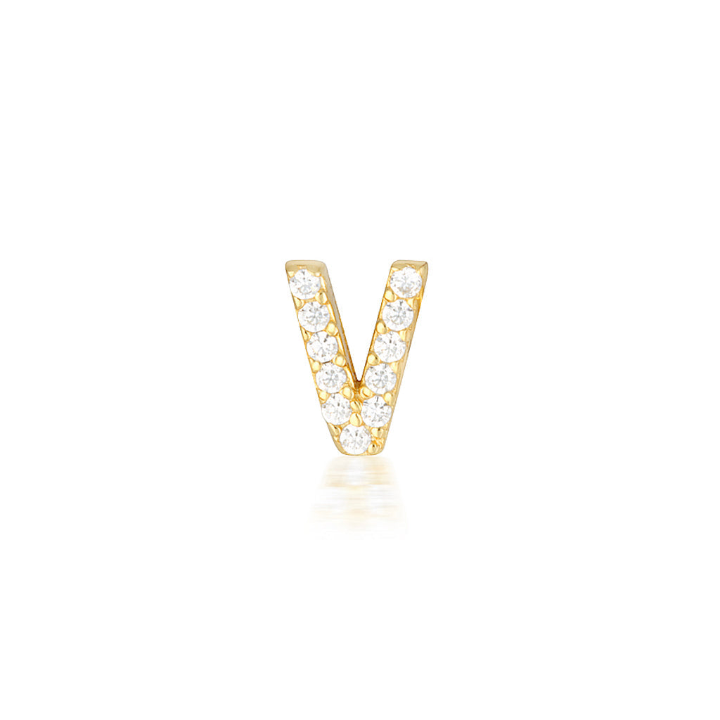 0.05 TCW Round Lab-Grown Diamond Alphabet Initial Stud Earrings