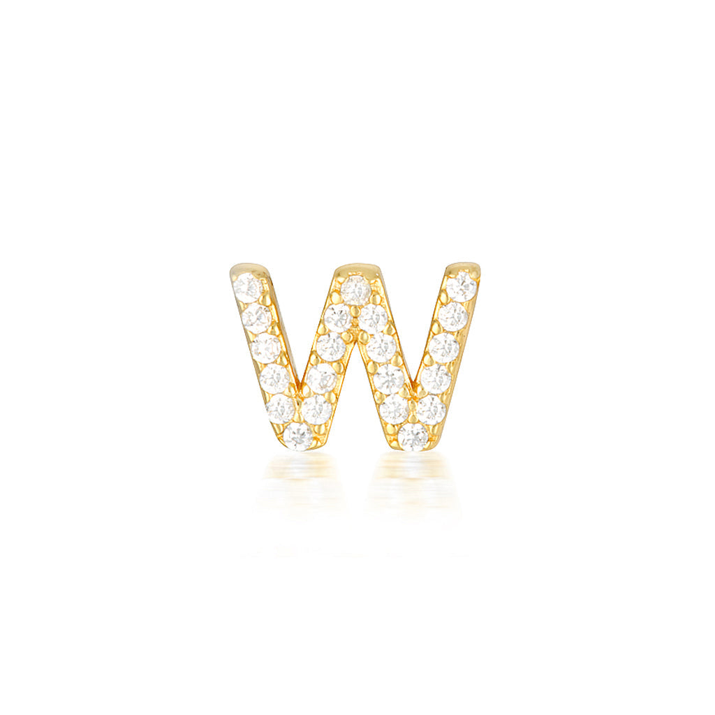 0.05 TCW Round Lab-Grown Diamond Alphabet Initial Stud Earrings