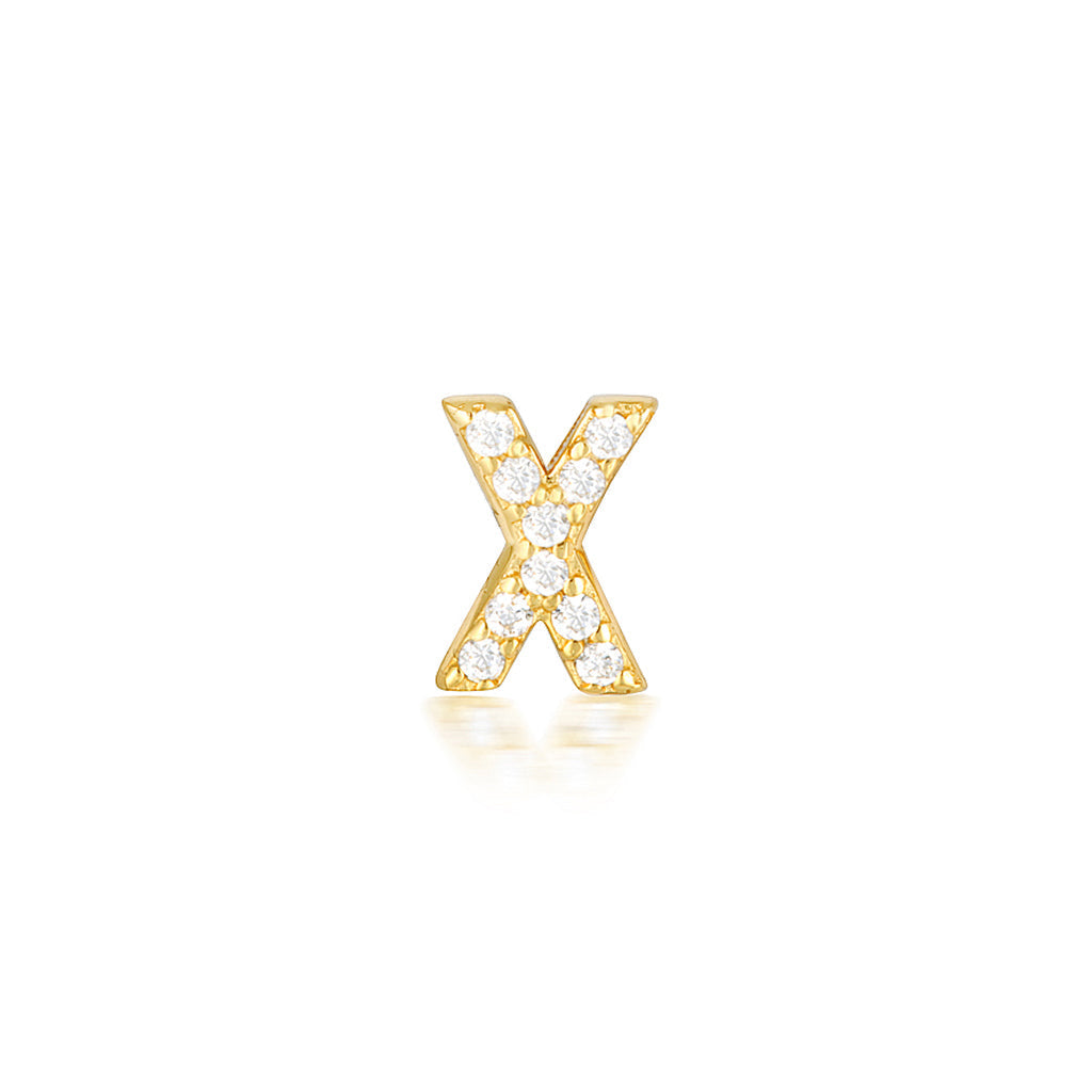 0.05 TCW Round Lab-Grown Diamond Alphabet Initial Stud Earrings