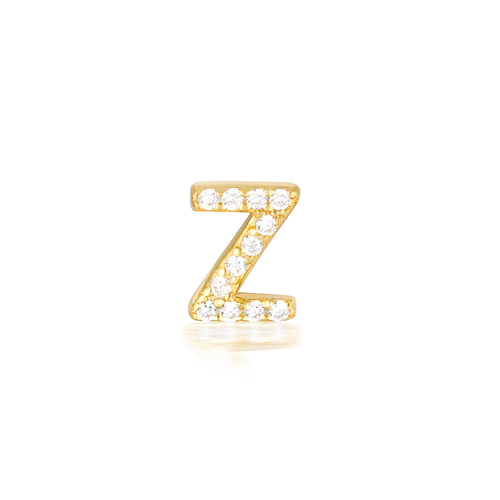 0.05 TCW Round Lab-Grown Diamond Alphabet Initial Stud Earrings