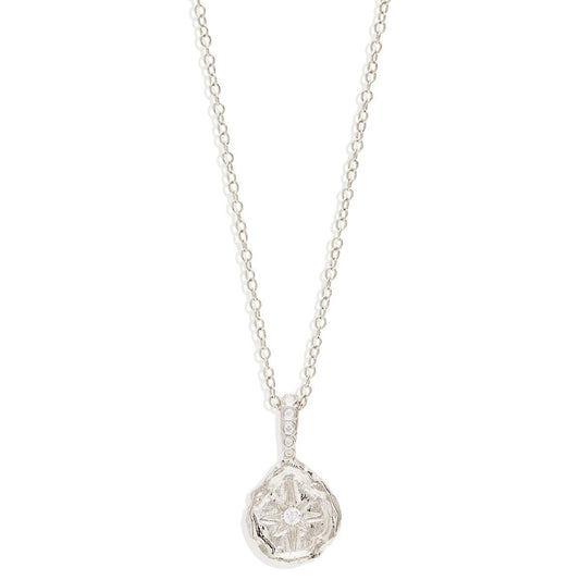 Radiant Starburst Necklace with 0.05 TCW Round Lab Grown Diamond Charm