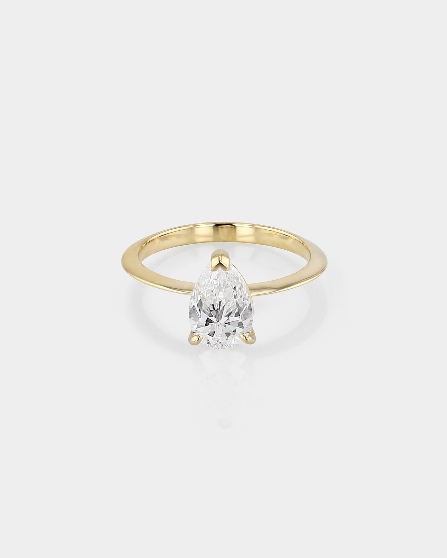 1.01 CT Pear-Cut Lab Grown Diamond Solitaire Engagement Ring in Gold 1