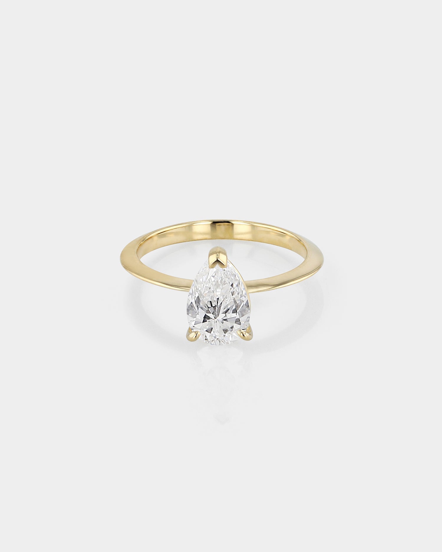 1.01 CT Pear-Cut Lab Grown Diamond Solitaire Engagement Ring in Gold