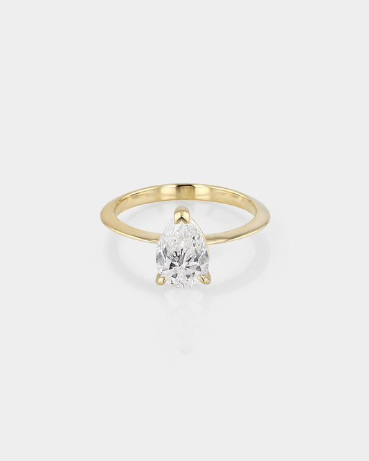 1.01 CT Pear-Cut Lab Grown Diamond Solitaire Engagement Ring in Gold