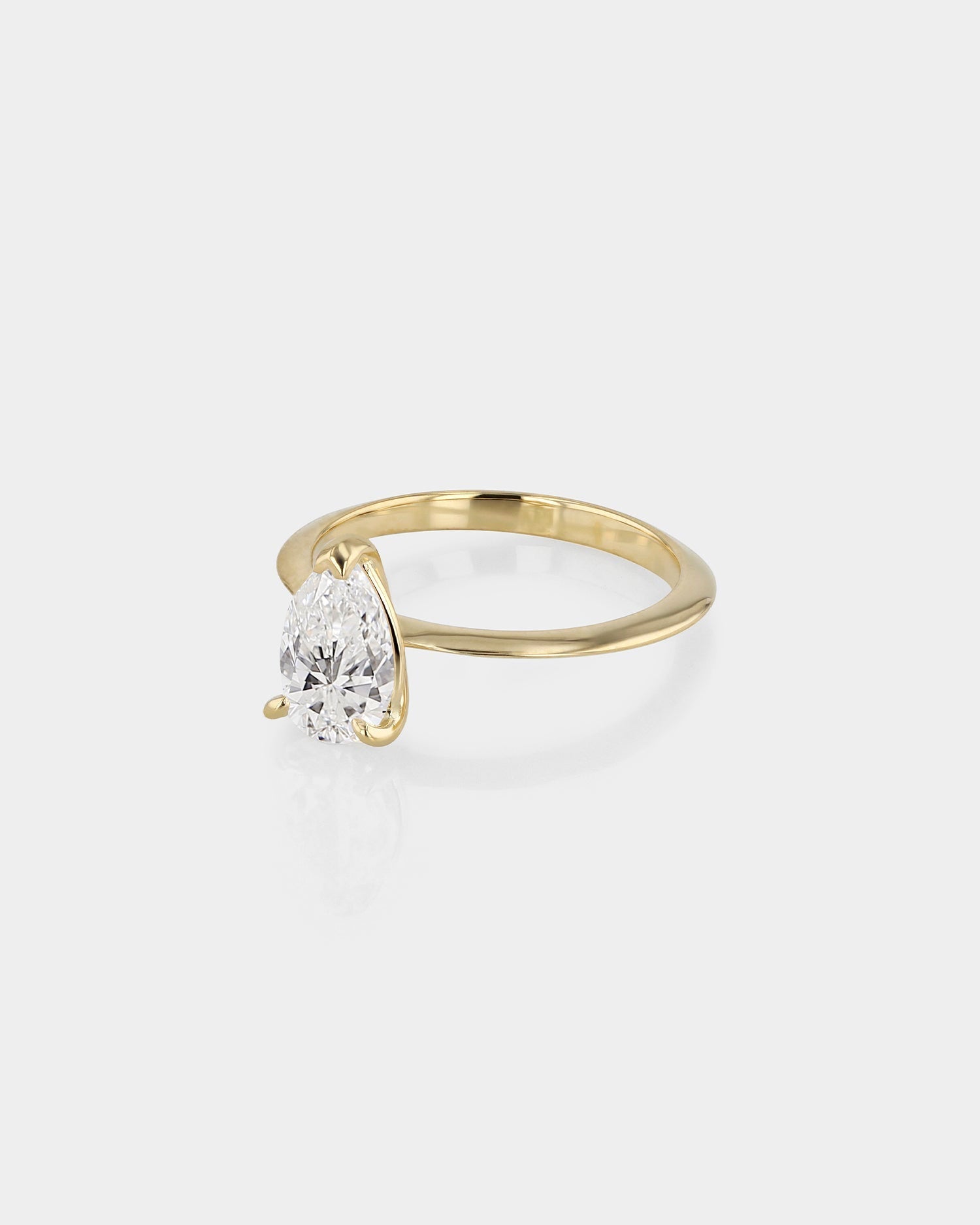 1.01 CT Pear-Cut Lab Grown Diamond Solitaire Engagement Ring in Gold