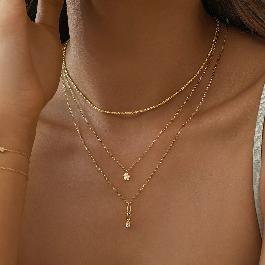 Golden Blossom: 0.09 TCW Round Lab Grown Diamond Floral Necklace 12