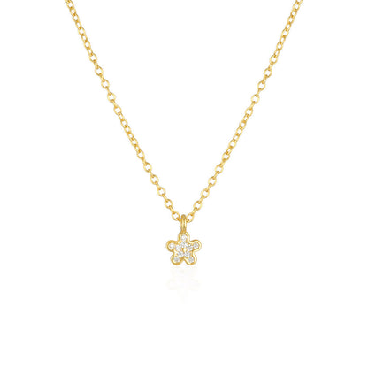 Golden Blossom: 0.09 TCW Round Lab Grown Diamond Floral Necklace 1
