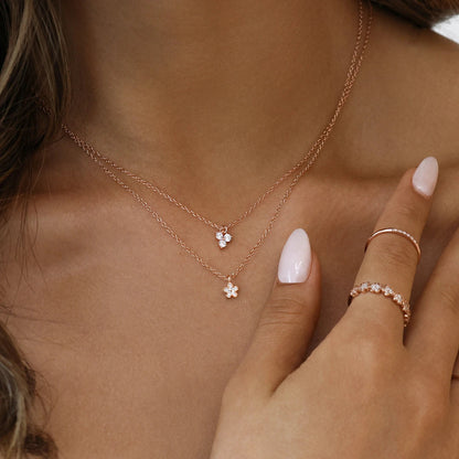 Golden Blossom: 0.09 TCW Round Lab Grown Diamond Floral Necklace 9