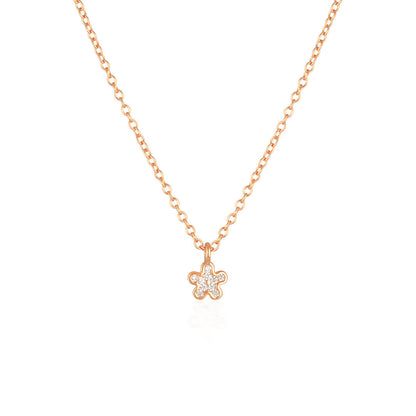 Golden Blossom: 0.09 TCW Round Lab Grown Diamond Floral Necklace 2