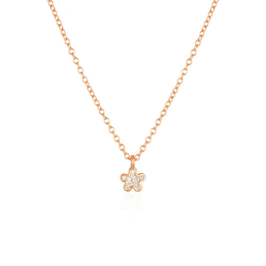 Golden Blossom: 0.09 TCW Round Lab Grown Diamond Floral Necklace