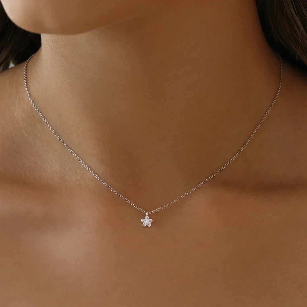 Golden Blossom: 0.09 TCW Round Lab Grown Diamond Floral Necklace 5