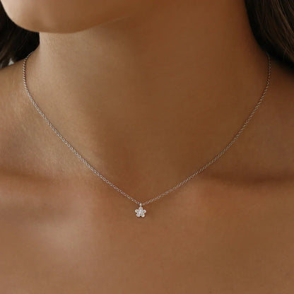 Golden Blossom: 0.09 TCW Round Lab Grown Diamond Floral Necklace 5