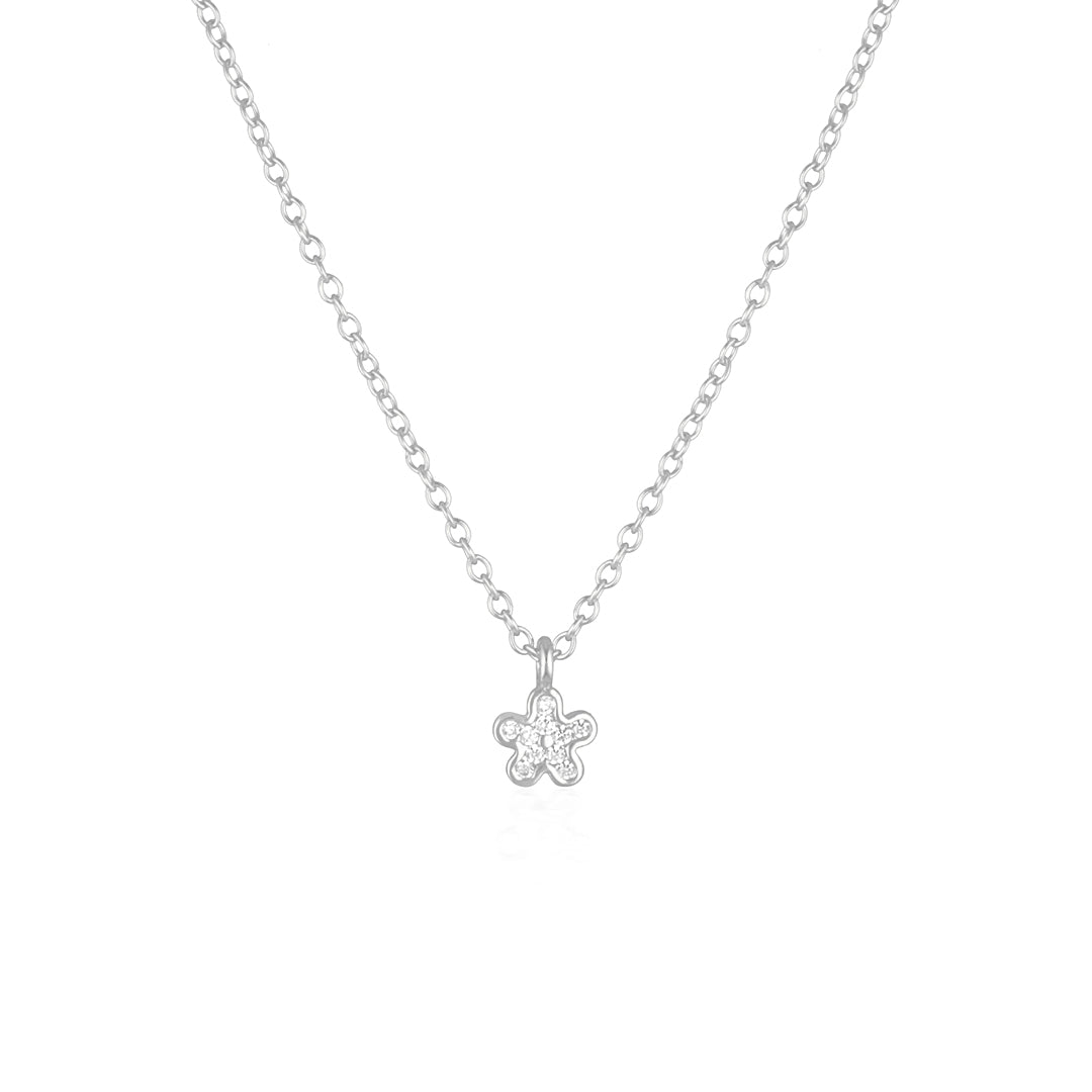 Golden Blossom: 0.09 TCW Round Lab Grown Diamond Floral Necklace 3