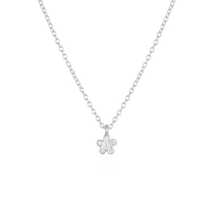 Golden Blossom: 0.09 TCW Round Lab Grown Diamond Floral Necklace 3