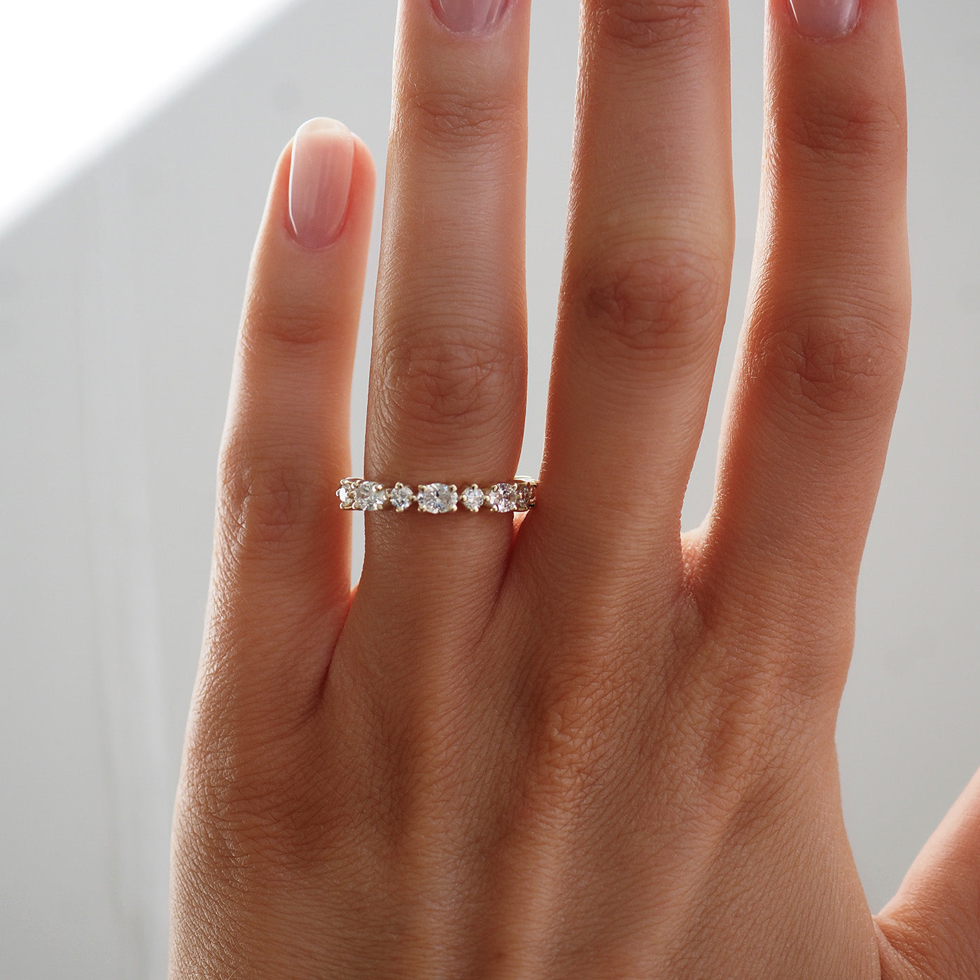 0.50 TCW Oval & Round Lab Grown Diamond Half Eternity Wedding Band 2