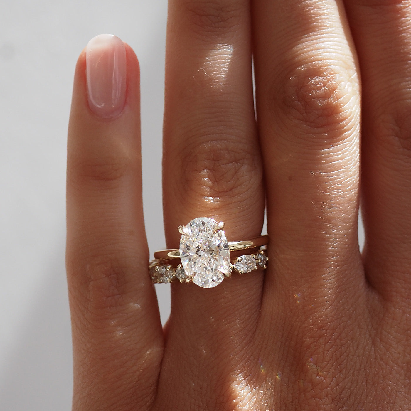 0.50 TCW Oval & Round Lab Grown Diamond Half Eternity Wedding Band 3