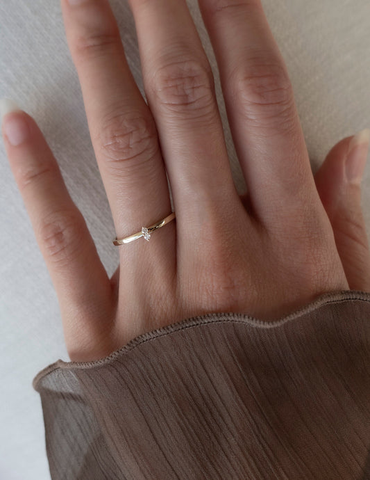 Solitaire Dainty | Stackable Ring- 0.008 CT Round Moissanite Wedding Band