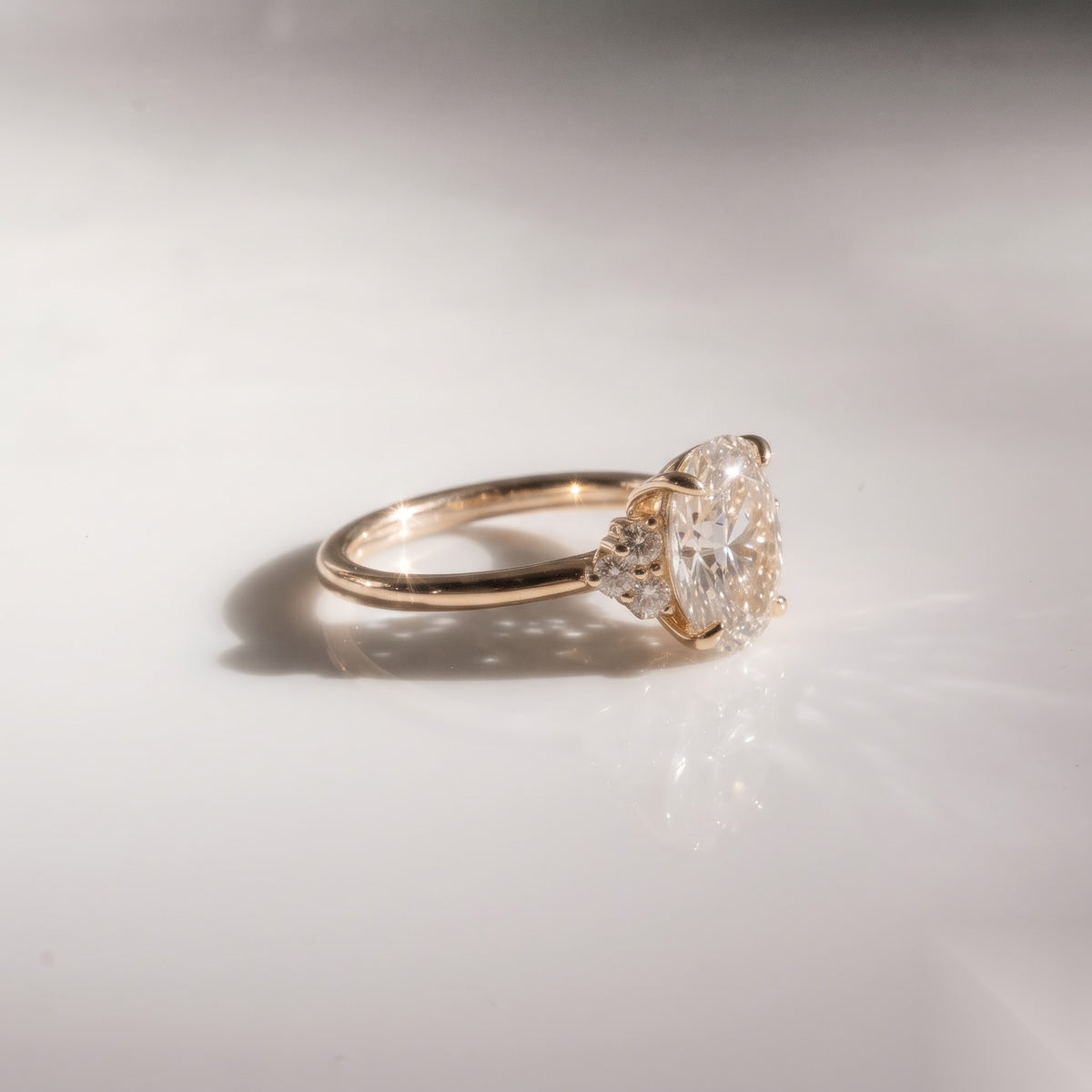 Cluster-Oval Lab Grown Diamond Engagement Ring