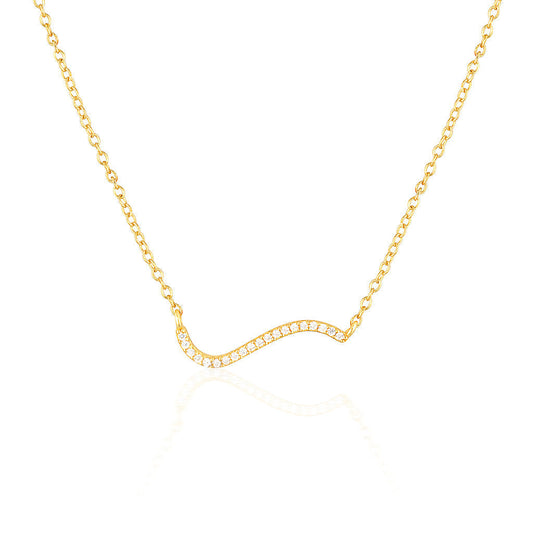 Elegant Curved Lab Grown Diamond Necklace in Gold