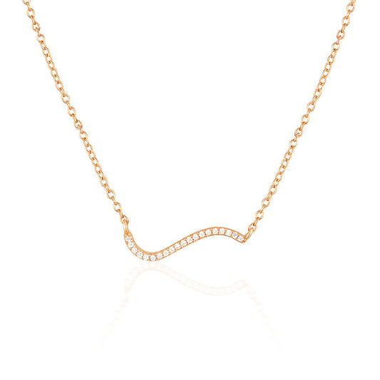 Elegant Curved Lab Grown Diamond Necklace in Gold