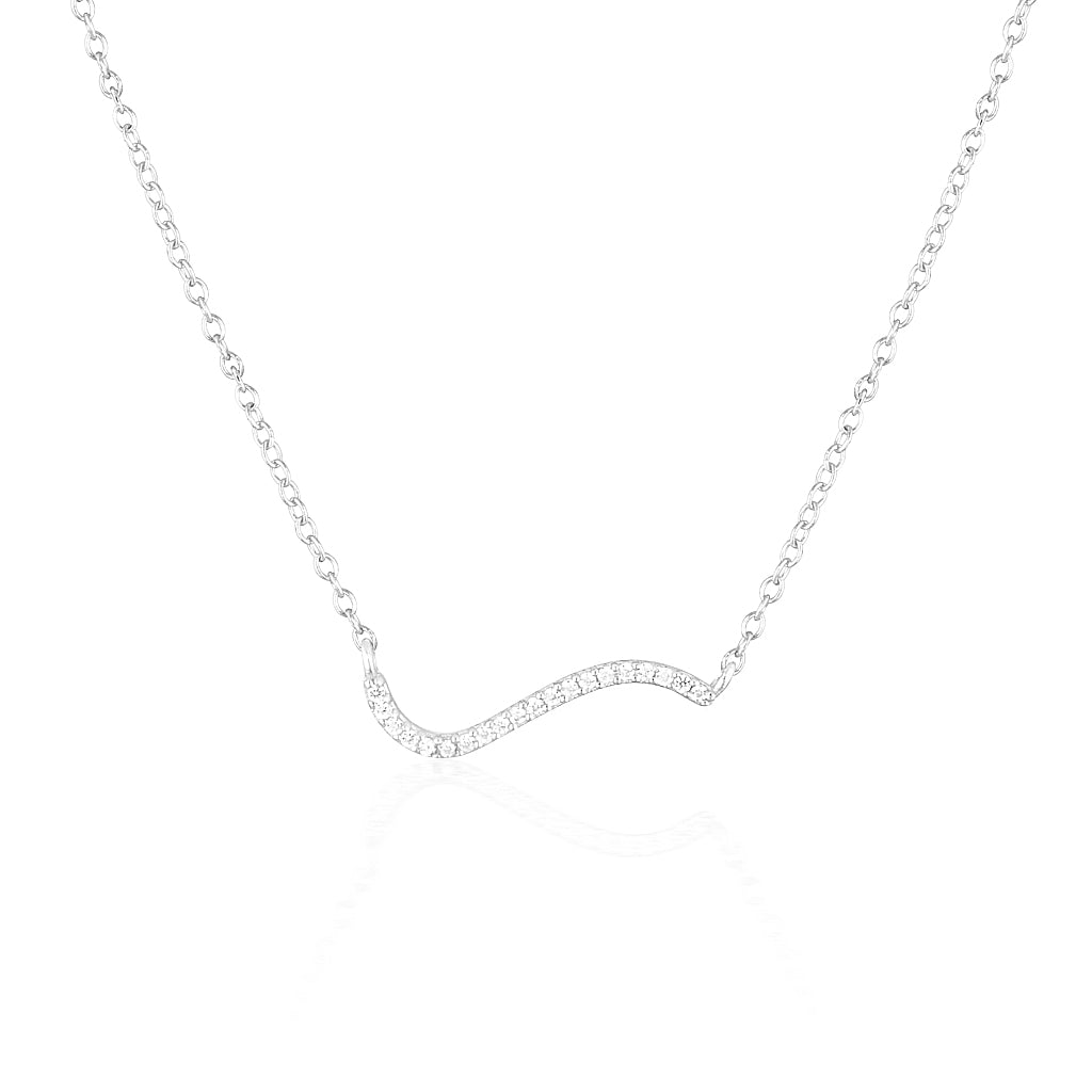 Elegant Curved Lab Grown Diamond Necklace in Gold