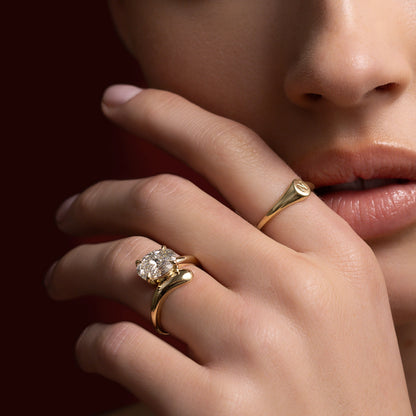 Solitaire Curved Shank-Oval Lab Grown Diamond Engagement Ring