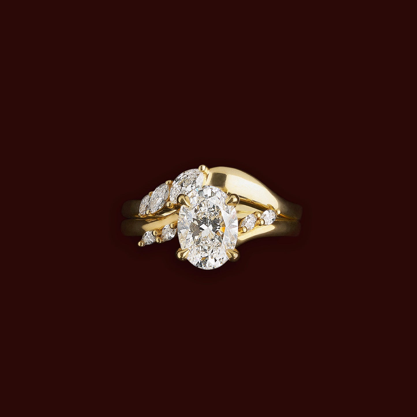 Half Eternity- 0.20 CT Oval Moissanite Wedding Band
