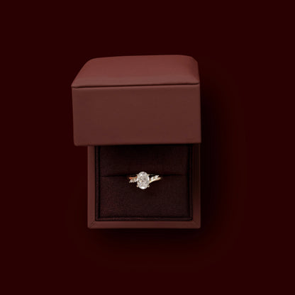 Cluster & Cathedral-Oval Lab Grown Diamond Engagement Ring
