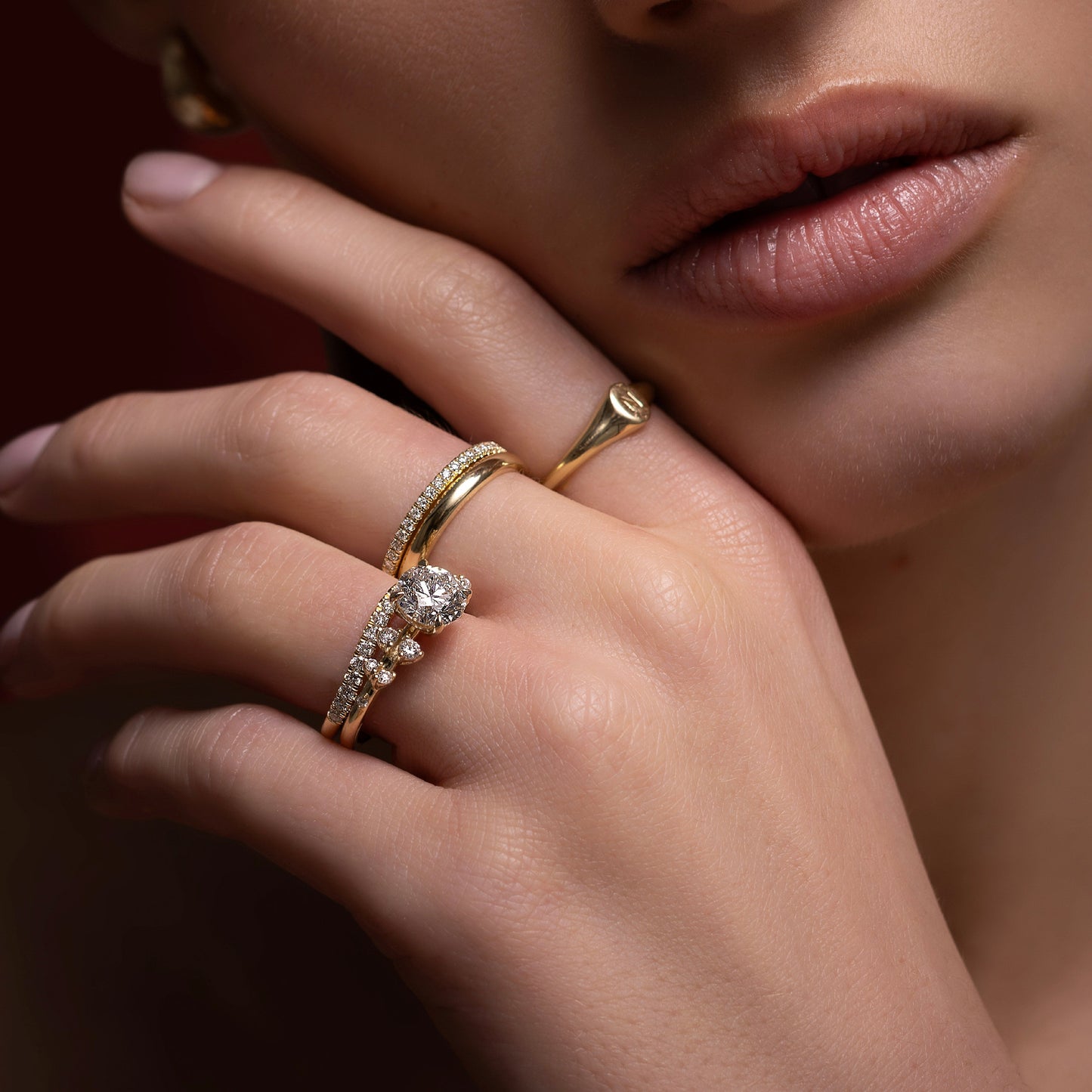 Cluster-Round Lab Grown Diamond Engagement Ring
