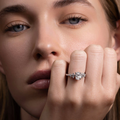Cluster-Oval Lab Grown Diamond Engagement Ring