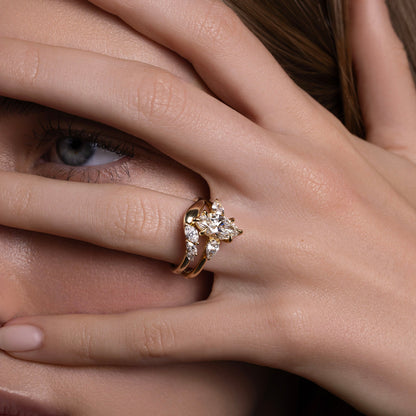 Half Eternity- 0.20 CT Oval Moissanite Wedding Band