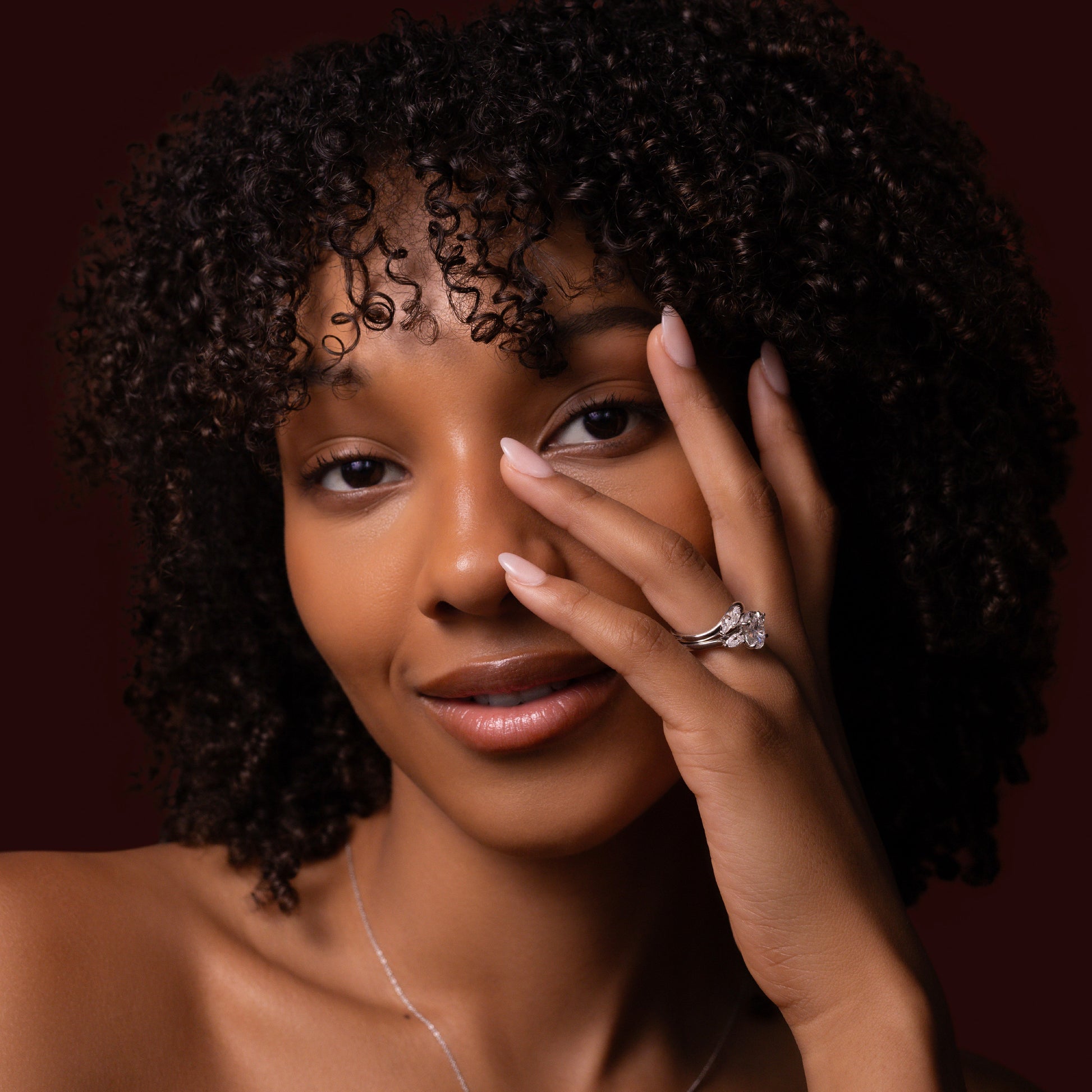 Three Stone & Cathedral-Oval Lab Grown Diamond Engagement Ring