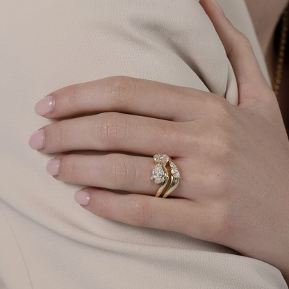 Toi Et Moi Curved Shank-Pear & Oval Lab Grown Diamond Engagement Ring