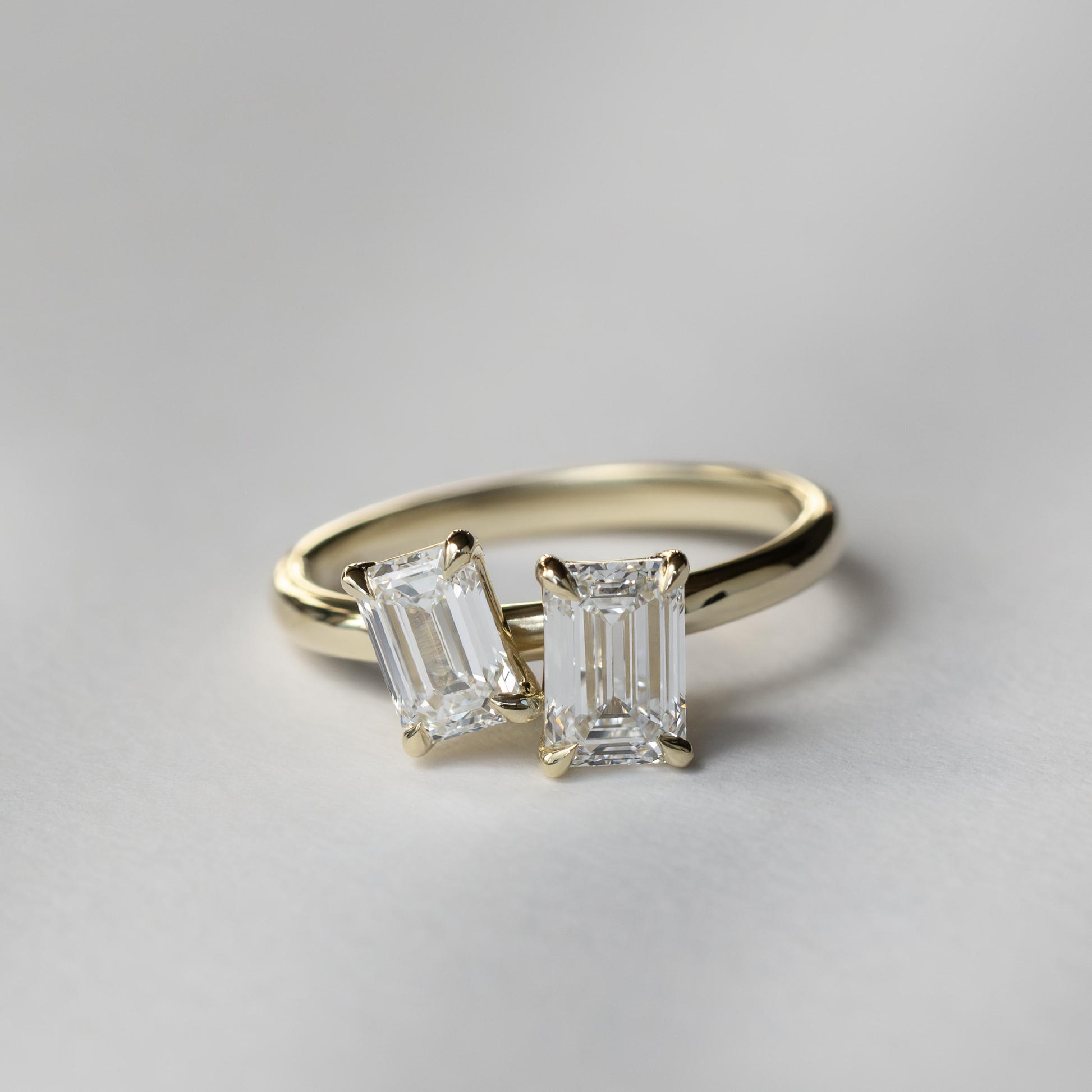 Toi Et Moi-Emerald & Emerald Lab Grown Diamond Engagement Ring