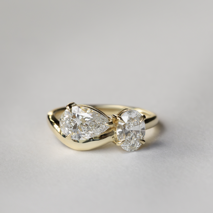 Toi Et Moi Curved Shank-Pear & Oval Lab Grown Diamond Engagement Ring