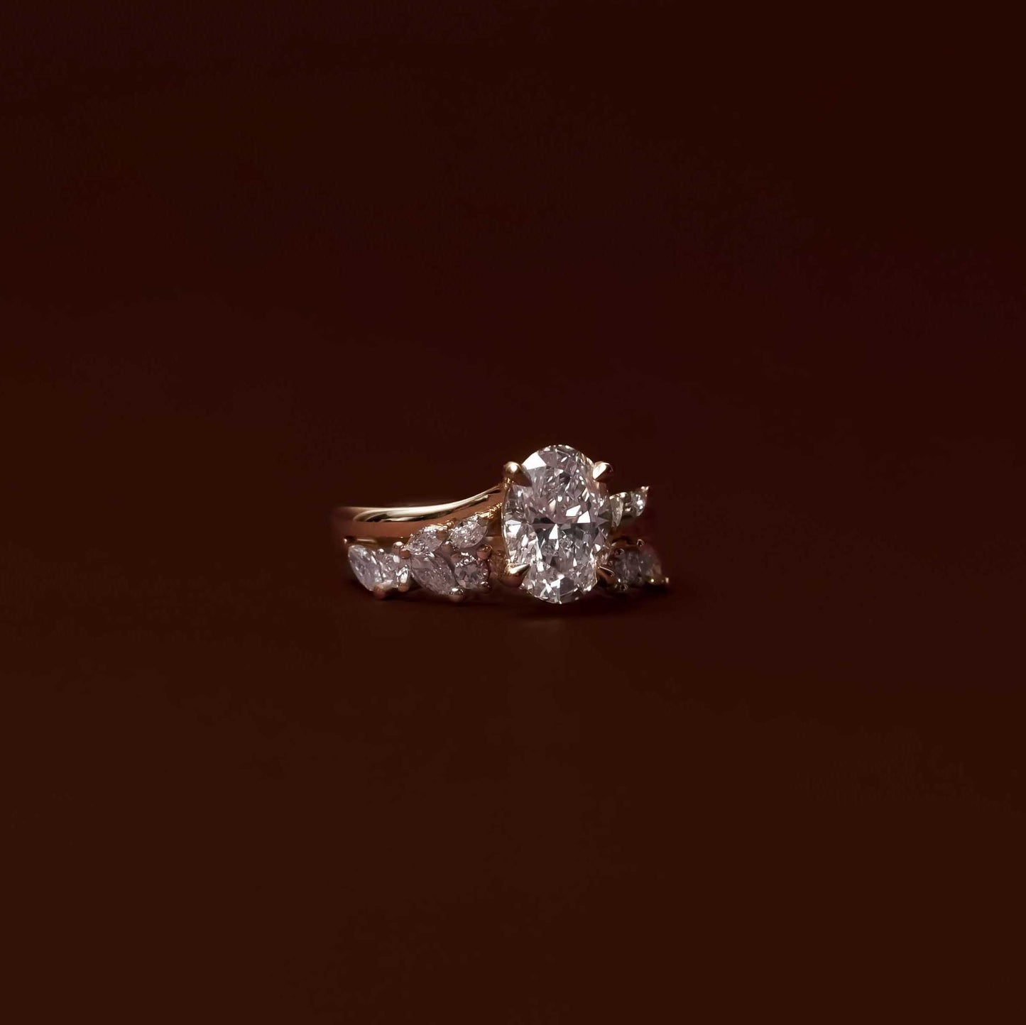 Half Eternity- 0.20 CT Oval Moissanite Wedding Band