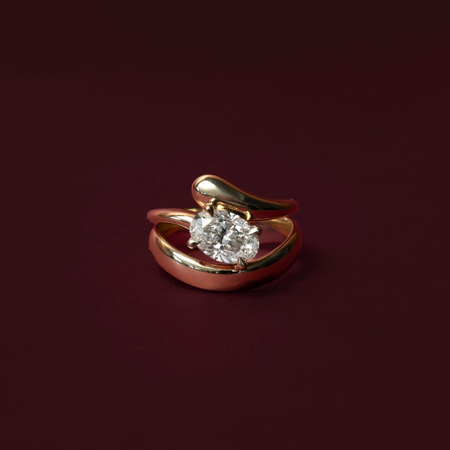 Solitaire Curved Shank-Oval Lab Grown Diamond Engagement Ring