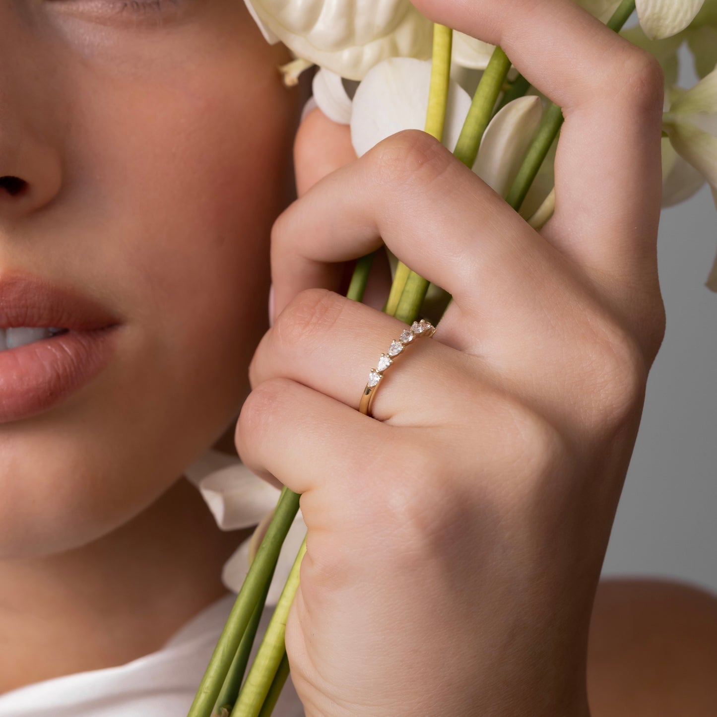 Half Eternity- 1.05 CT Pear Moissanite Wedding Band