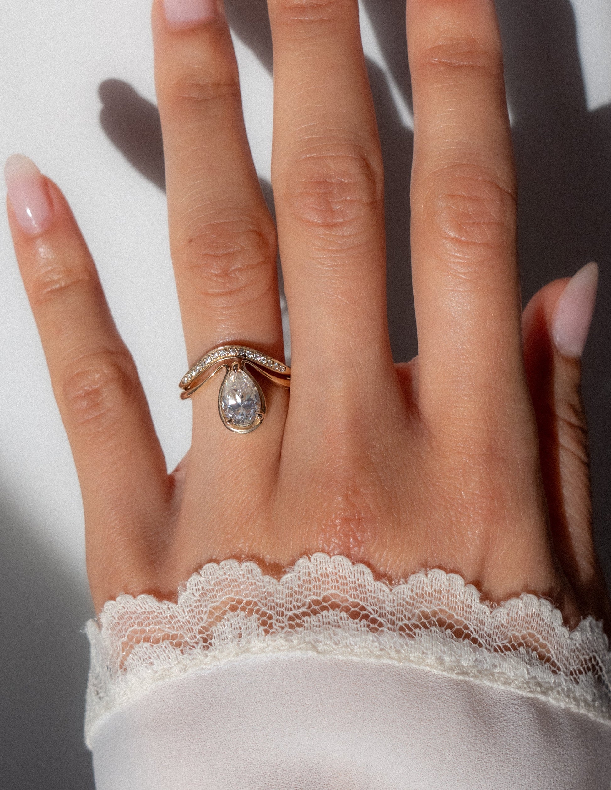 Solitaire Tear Drop Shank-Pear Lab Grown Diamond Engagement Ring