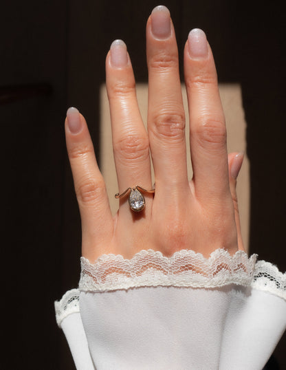 Solitaire Tear Drop Shank-Pear Lab Grown Diamond Engagement Ring
