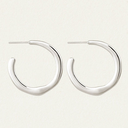 Elegant Silver Twist Hoop Earrings 1