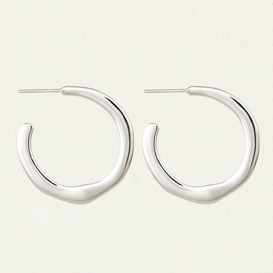 Elegant Silver Twist Hoop Earrings