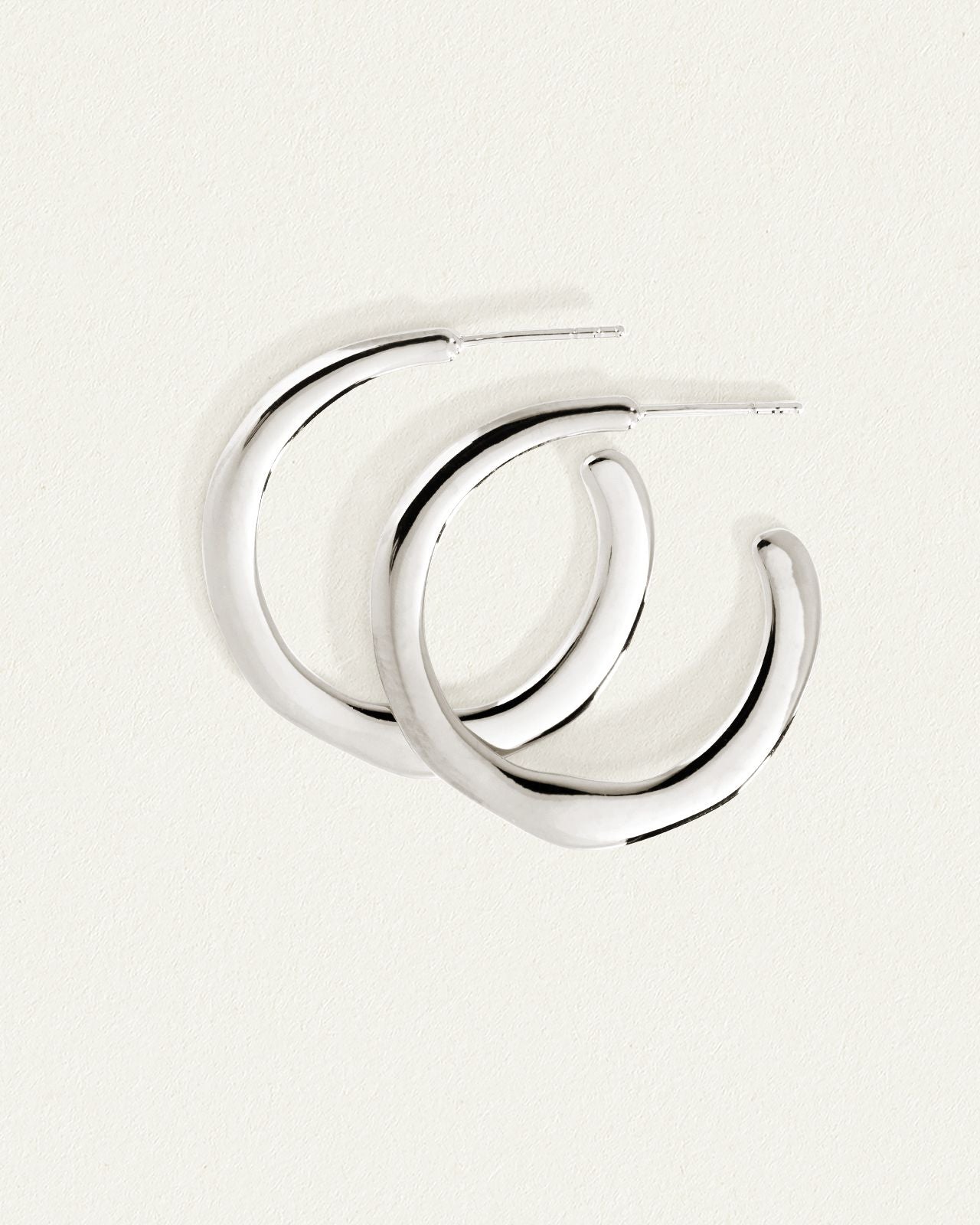 Elegant Silver Twist Hoop Earrings