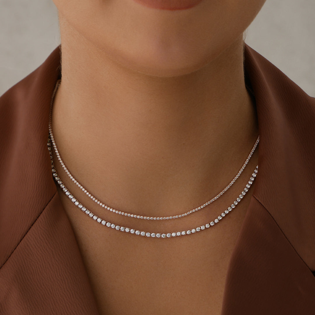 5 Carat Round Lab-Grown Diamond Tennis Necklace in Gold 12
