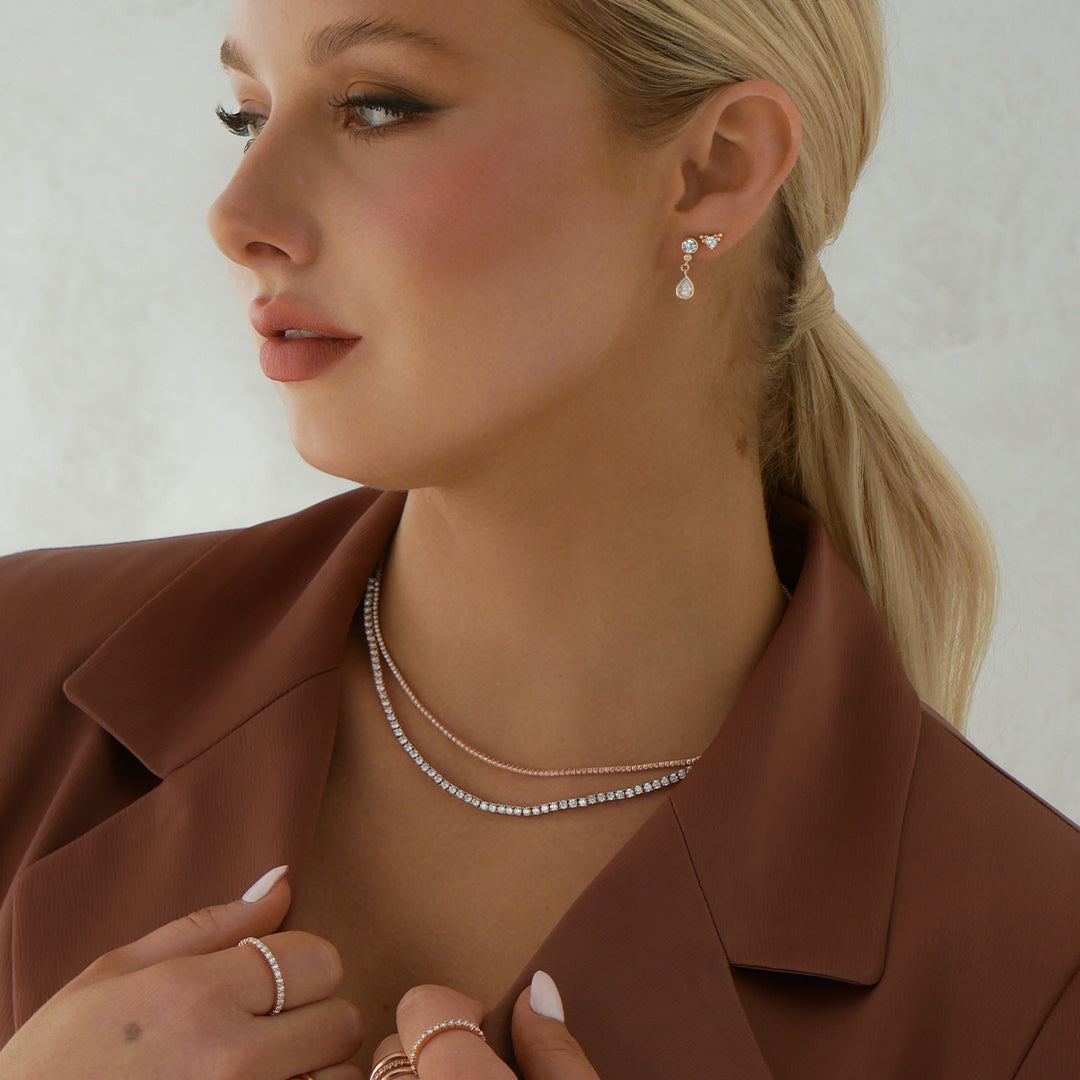 5 Carat Round Lab-Grown Diamond Tennis Necklace in Gold 13
