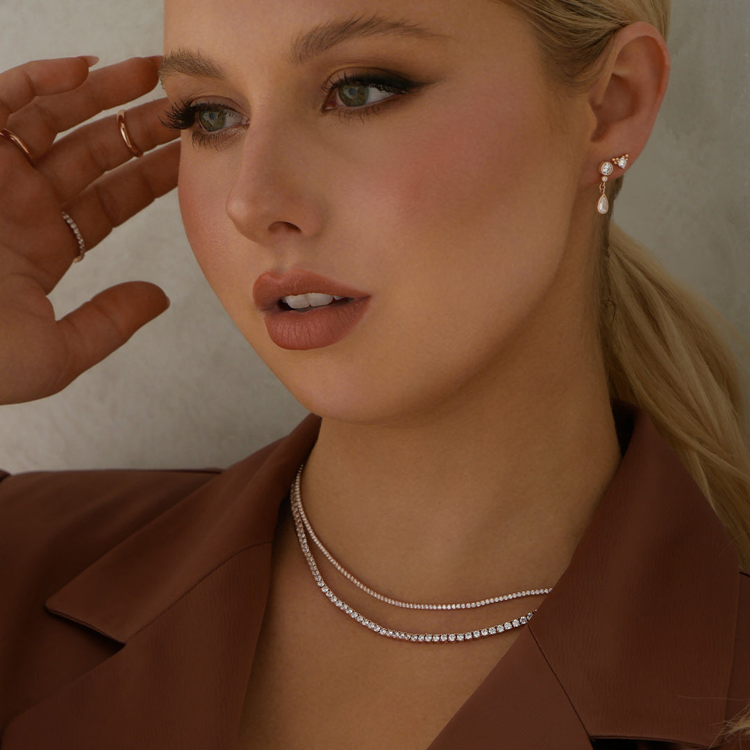 5 Carat Round Lab-Grown Diamond Tennis Necklace in Gold 14