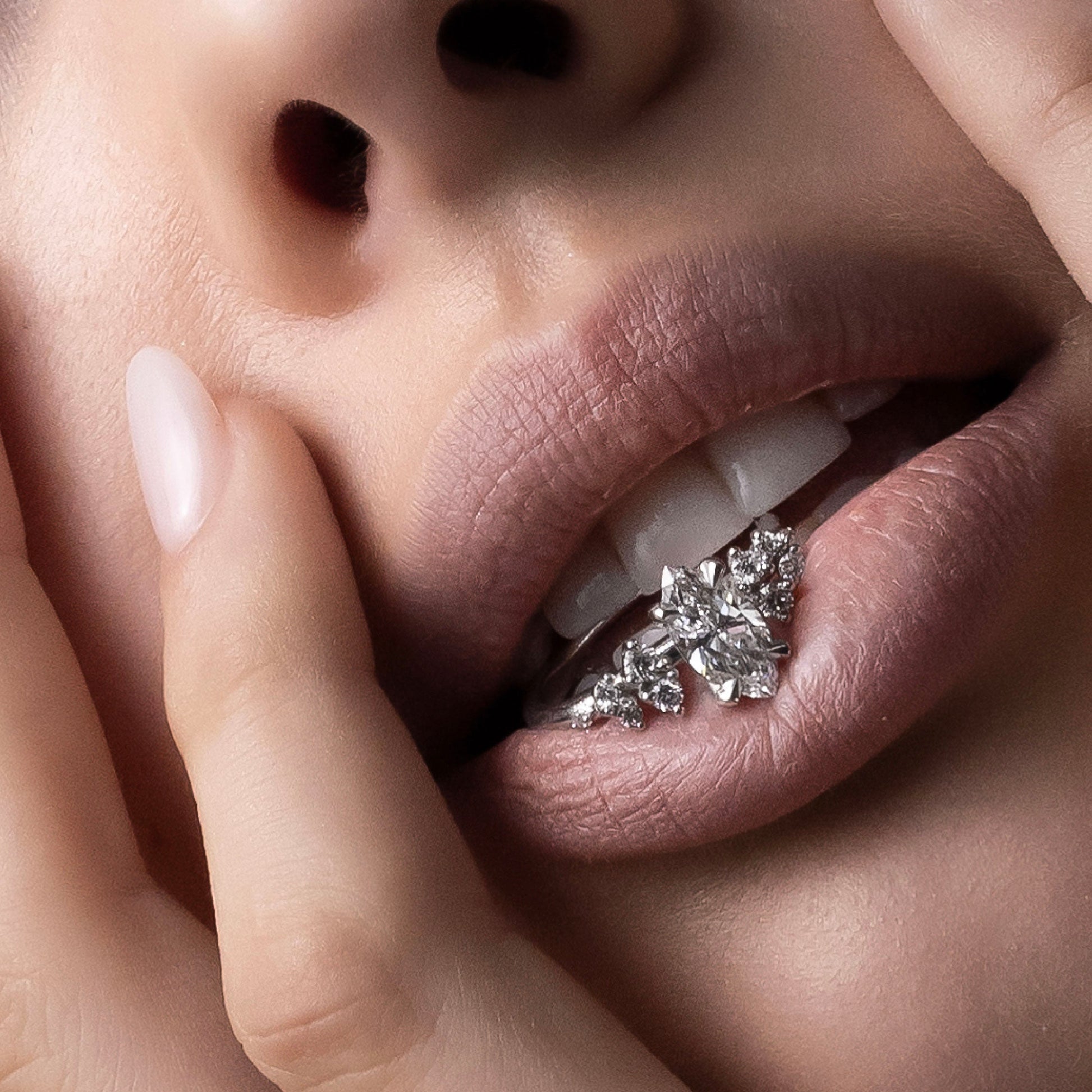 Cluster-Oval Lab Grown Diamond Engagement Ring