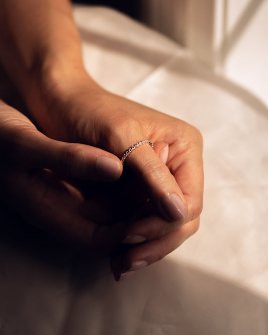 0.88 TCW Round Cut Half Eternity Lab Grown Diamond Wedding Band