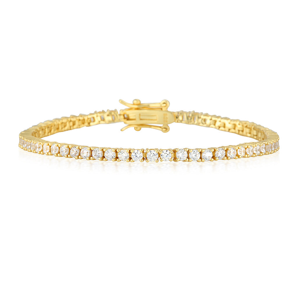 1 Carat Round Lab-Grown Diamond Tennis Bracelet in Elegant Yellow Gold