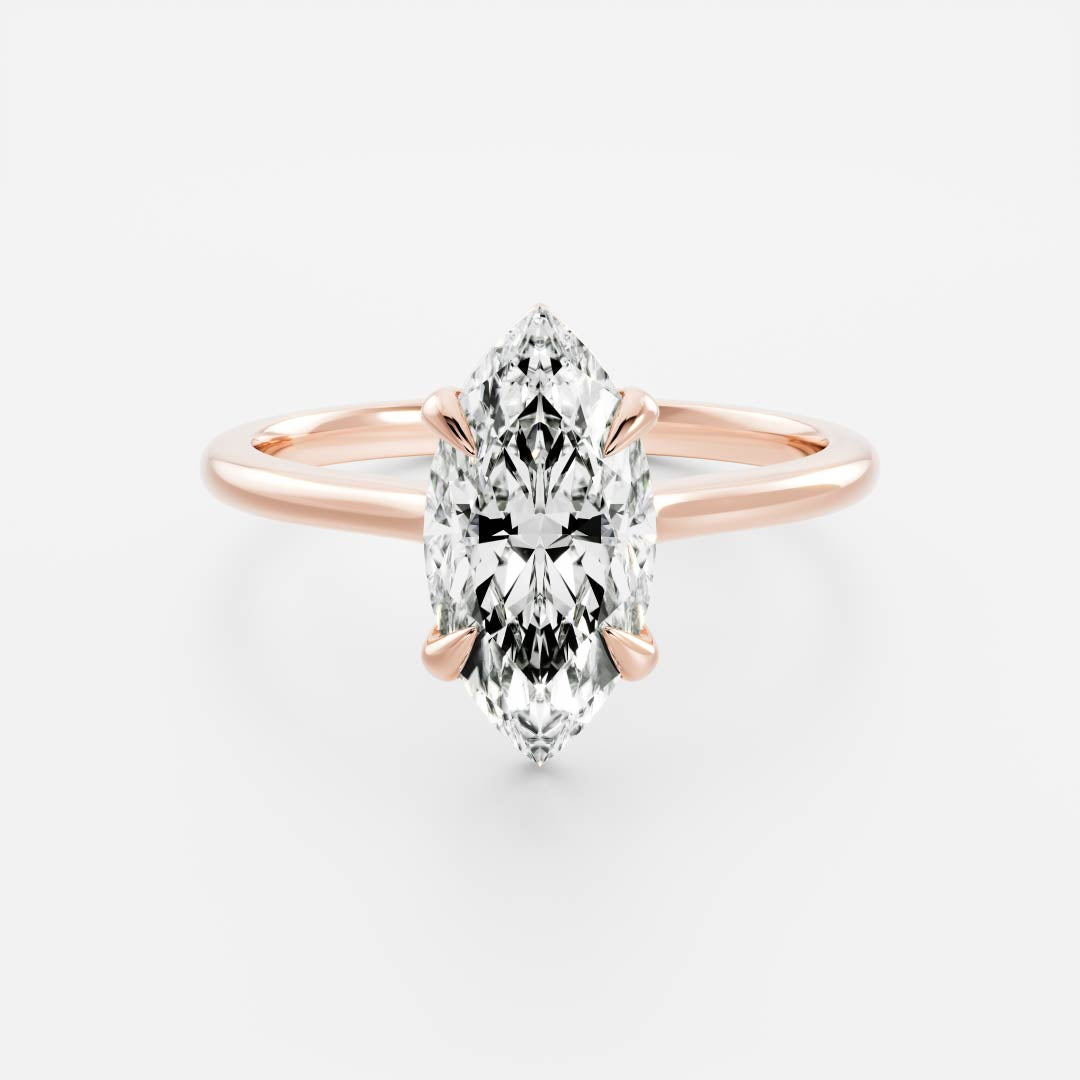 Solitaire Cathedral- 0.70 CT Marquise Moissanite Engagement Ring